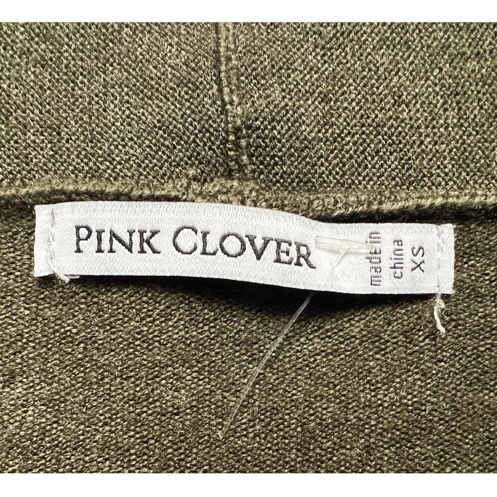 Pink Clover Open Front Fine Knit Cardigan Sweater Army Green Womens XSmall NEW - Picture 3 of 13